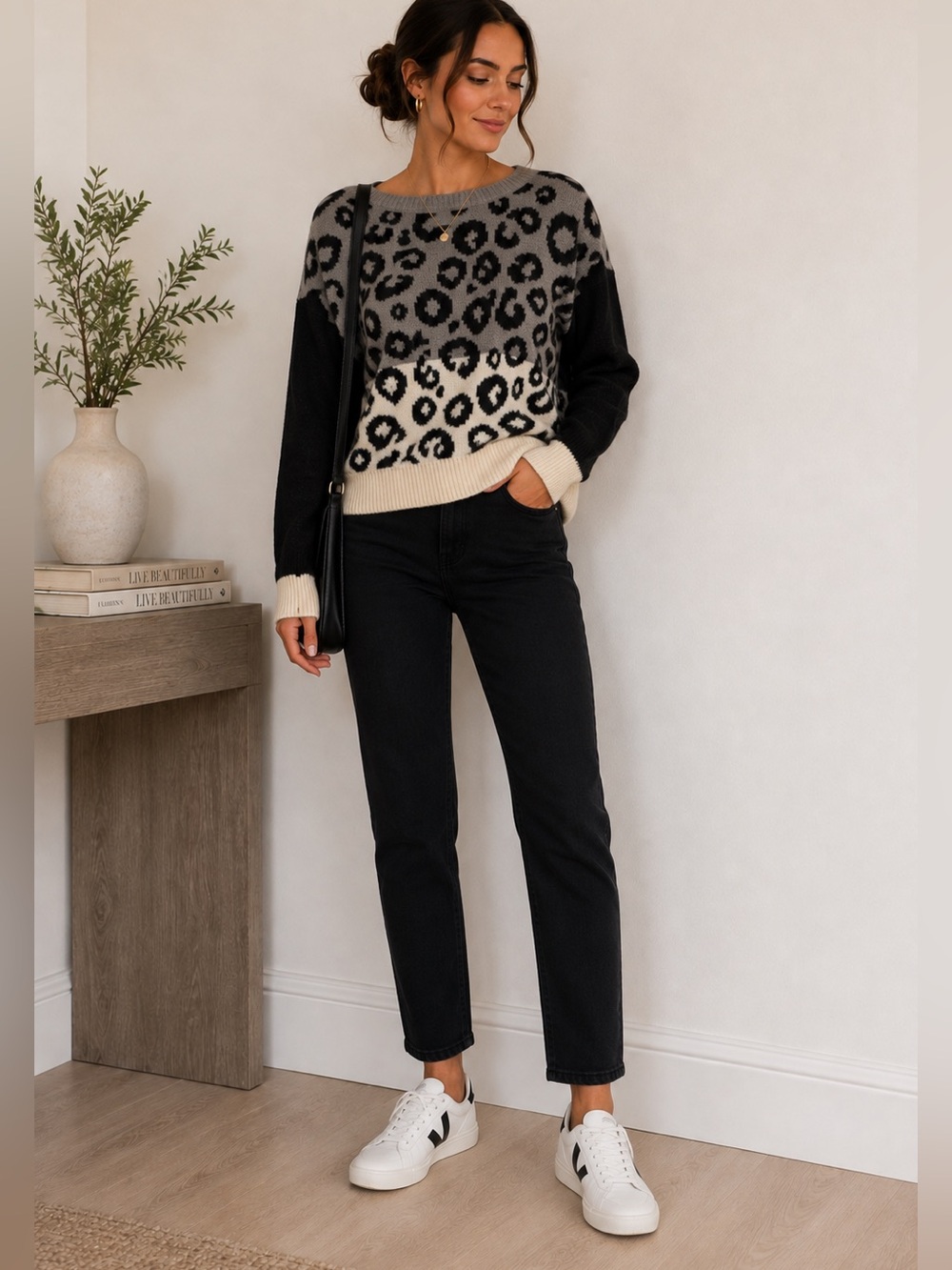 Express Leopard Print Sweater XS